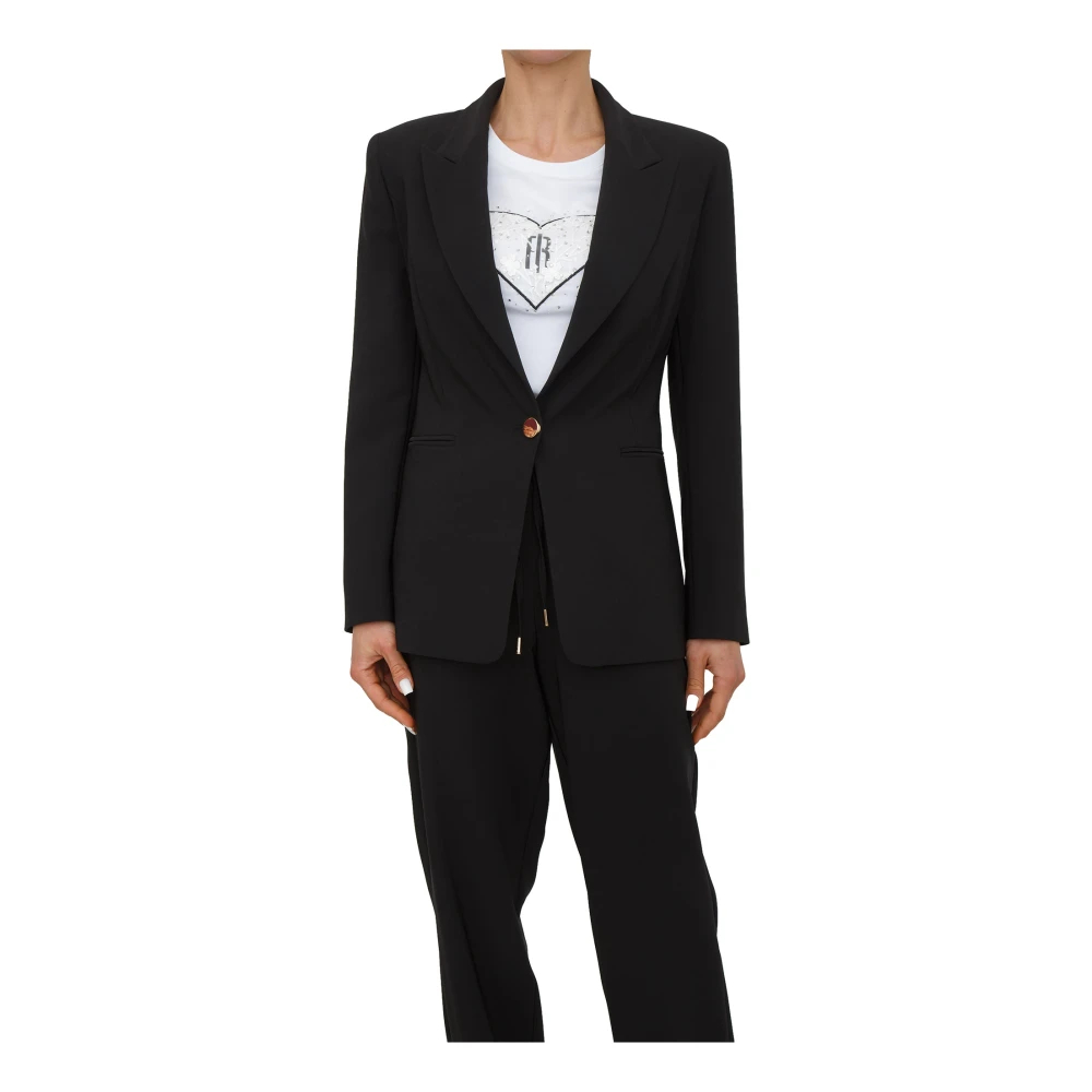 Fracomina Damen Schwarz - Reg Length Jacket - Jackets - K -L