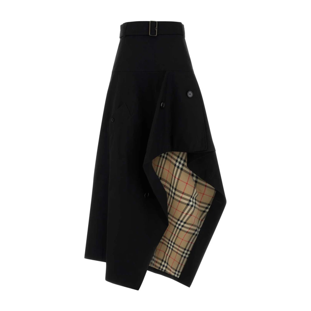 BURBERRY | Black cotton asymmetric belted trench skirt | female | 8 - Bild 3