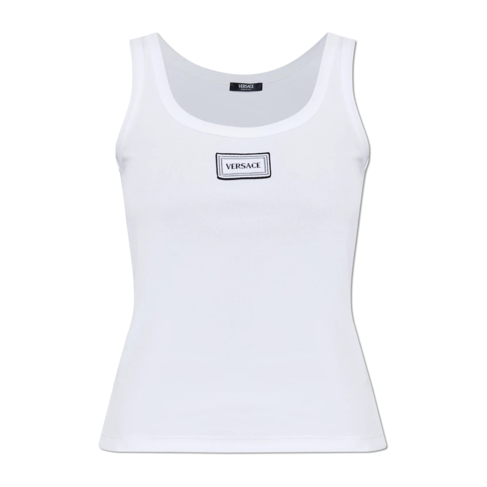 Versace Damen Weiß - Geripptes Tanktop Aus Stretch-Baumwolle - Tops - M
