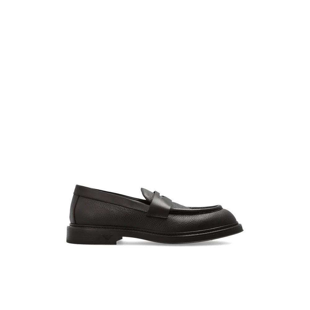 Emporio Armani Herren Braun - Pebbled Leather Loafers - Shoes - 43 Eu
