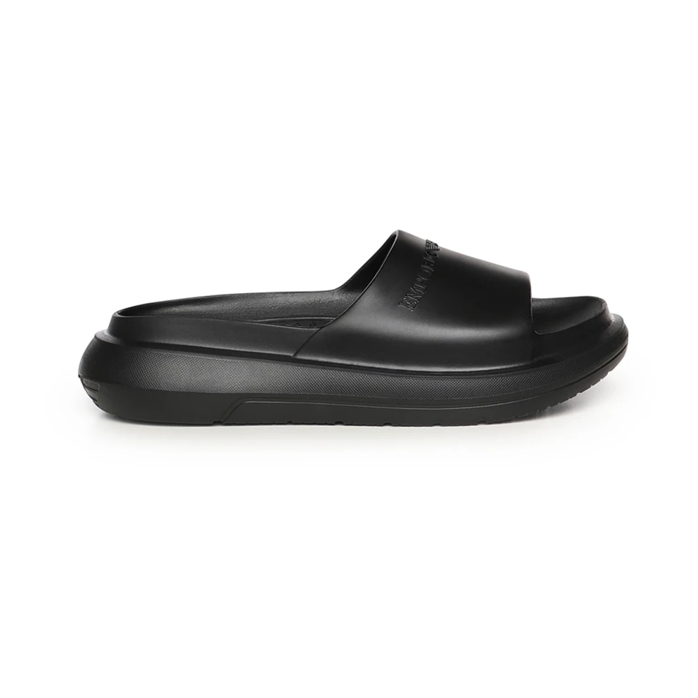 Emporio Armani Herren Schwarz - Monobloc Sandalen Mit Logo - Shoes - K - 41 Eu