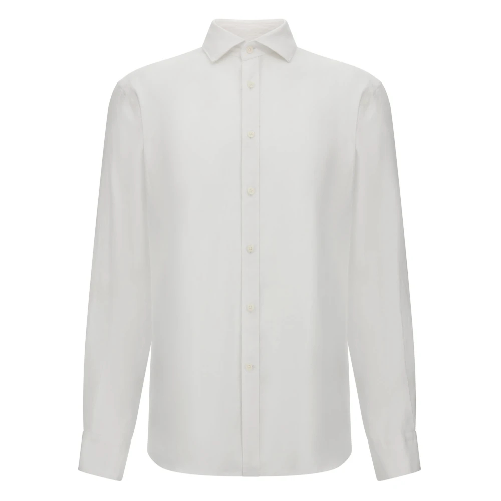 Boggi Milano Herren Weiß - Regular Fit Leinenhemd - Shirts - Xs