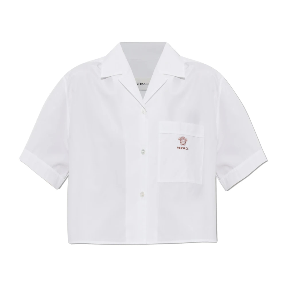 Versace Damen Weiß - Crop-Shirt Aus Baumwoll-Popeline - Blouses & Shirts - Xs
