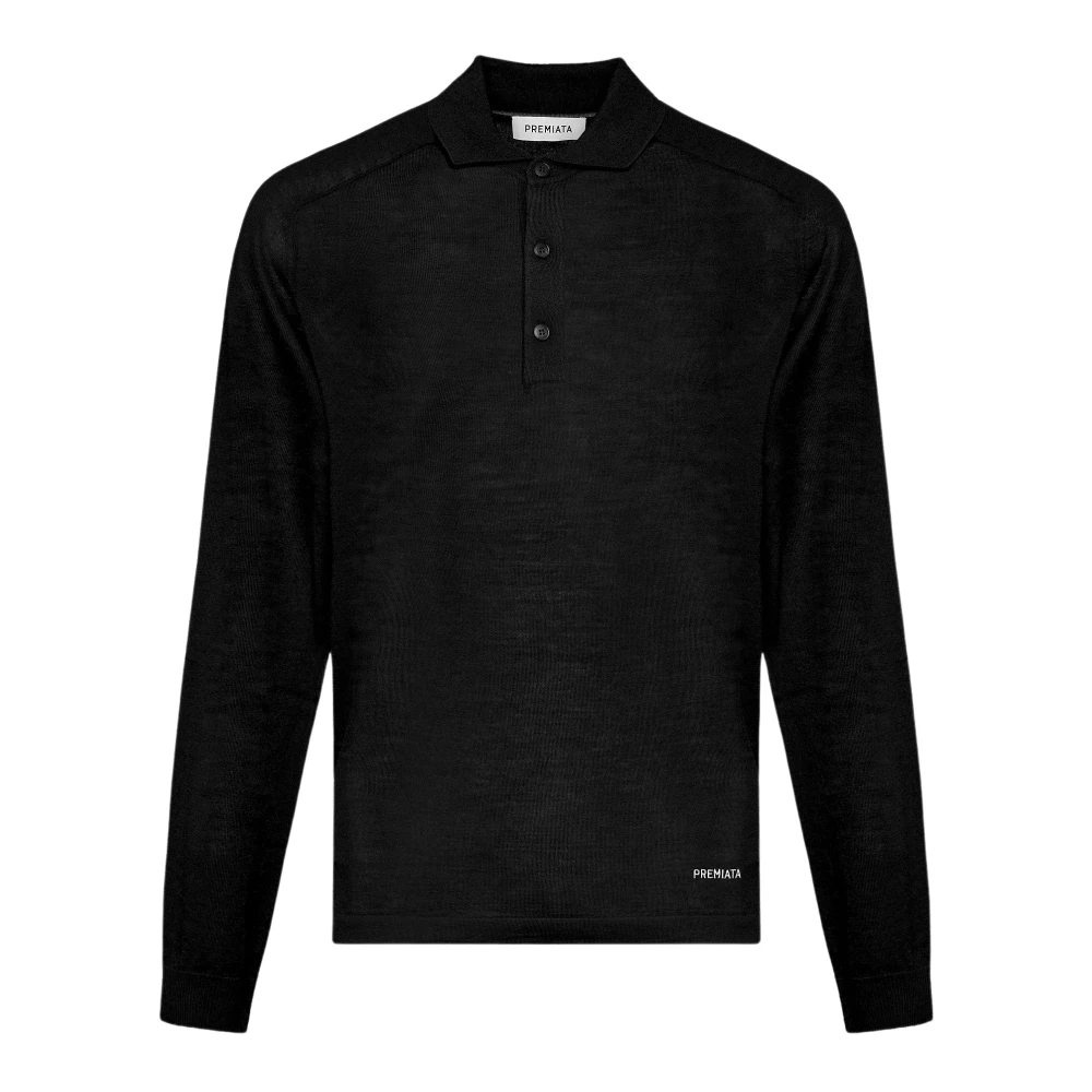 Premiata Herren Schwarz - Langärmliges Poloshirt Aus Wolle Und Seide - Knitwear - K - Xl
