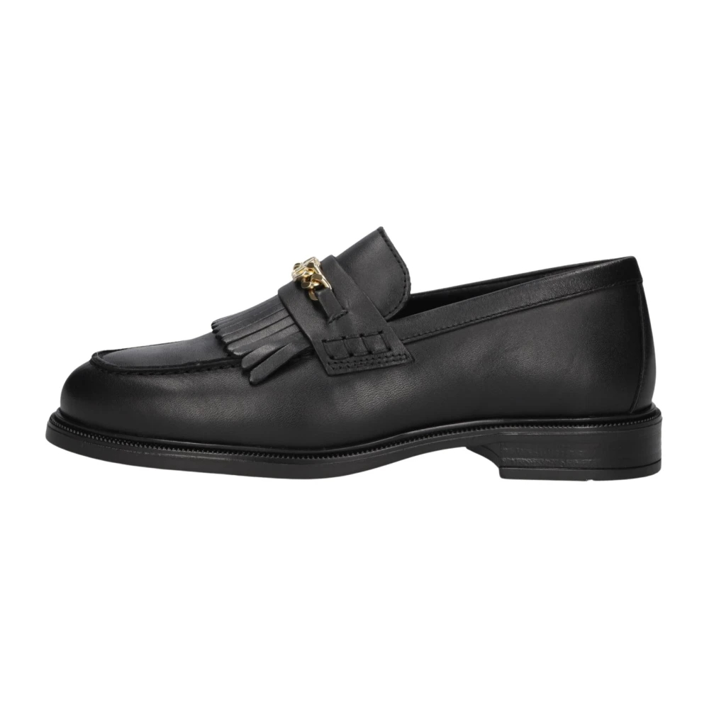 Tommy Hilfiger Damen Schwarz Slipper Th Chain Fringe Leather Loafer Fw0fw09668 41 - Image 4