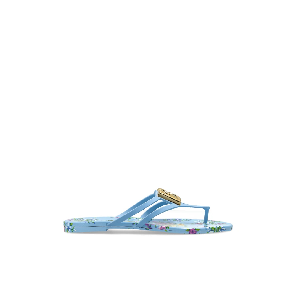 Dolce & Gabbana Damen Blau - Rubber Slides With Logo - Shoes - 37 Eu