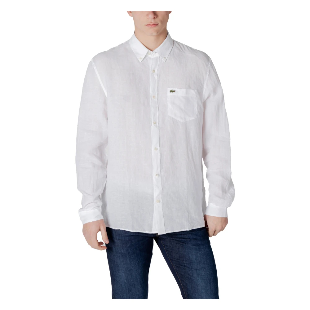 Lacoste Herren Weiß - E Leinenhemd Mit Langen Ärmeln Und Tasche - Shirts - 2XL