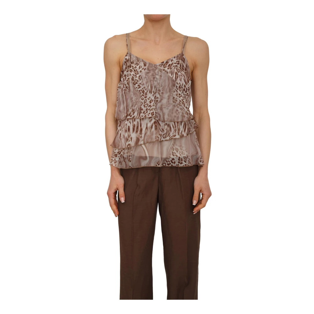 Blugirl Damen Multicolor - Ecs Top Chiffon St. Animalier - Tops - Mehrfarbig -2Xs