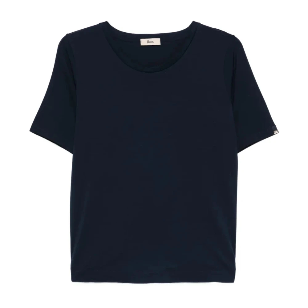 Herno Damen Blau - Superfeines Stretch-T-Shirt Aus Baumwolle - Tops - S