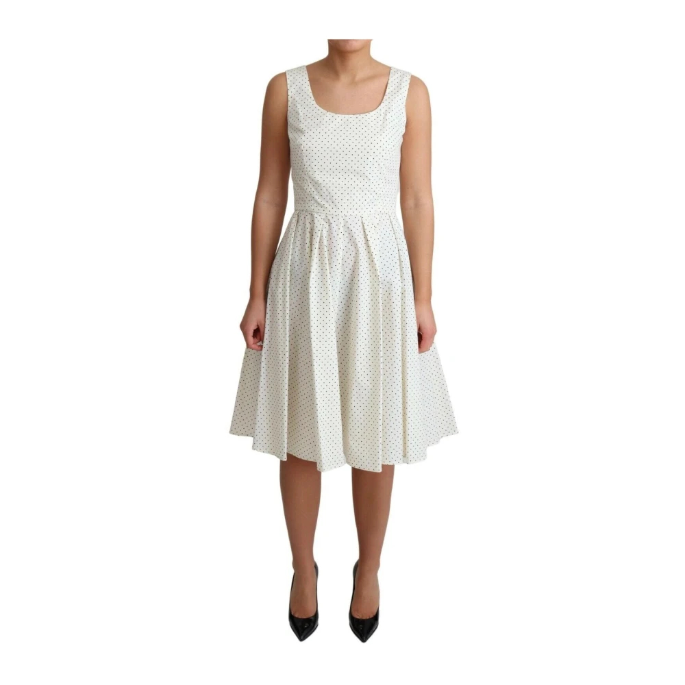 Dolce & Gabbana Damen Weiß - E Gepunktete Baumwoll-A-Linien-Kleid - Dresses - M