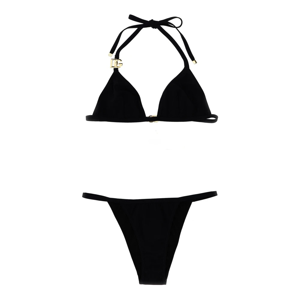 Dolce & Gabbana Damen Schwarz - Triangle Bikini With Dg Logo - Swimwear - K - L