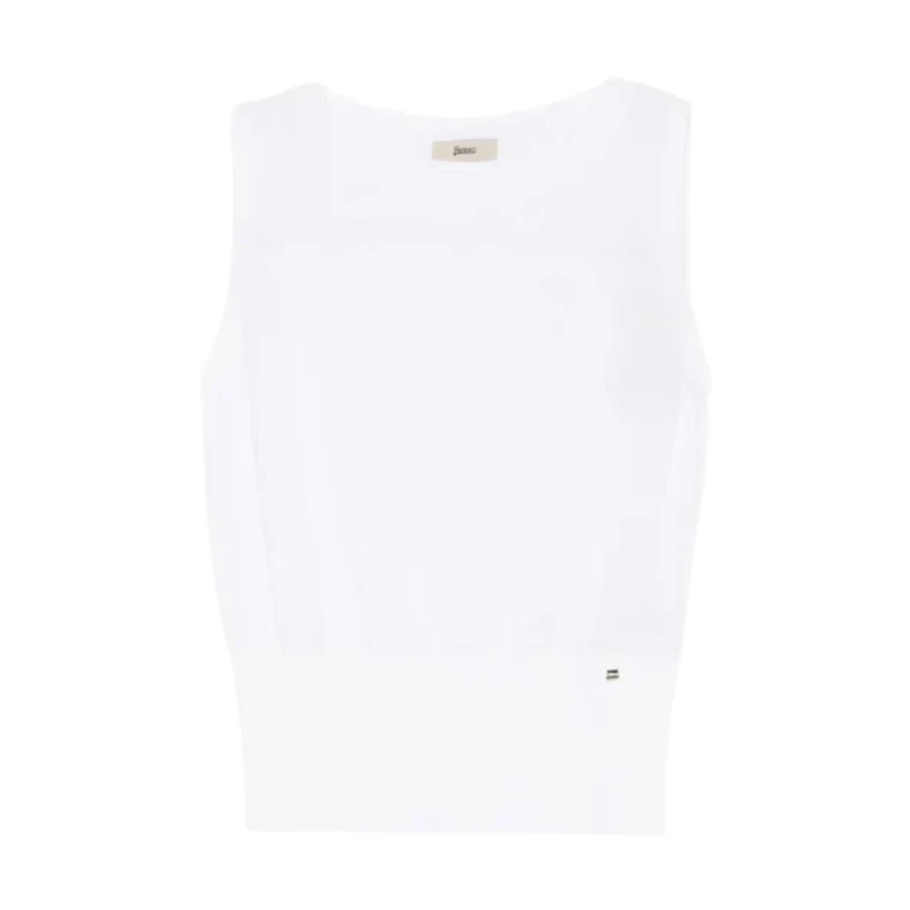 Herno Damen Weiß - Ärmelloses Baumwoll-Top Mit Definierter Taille - Tops - M