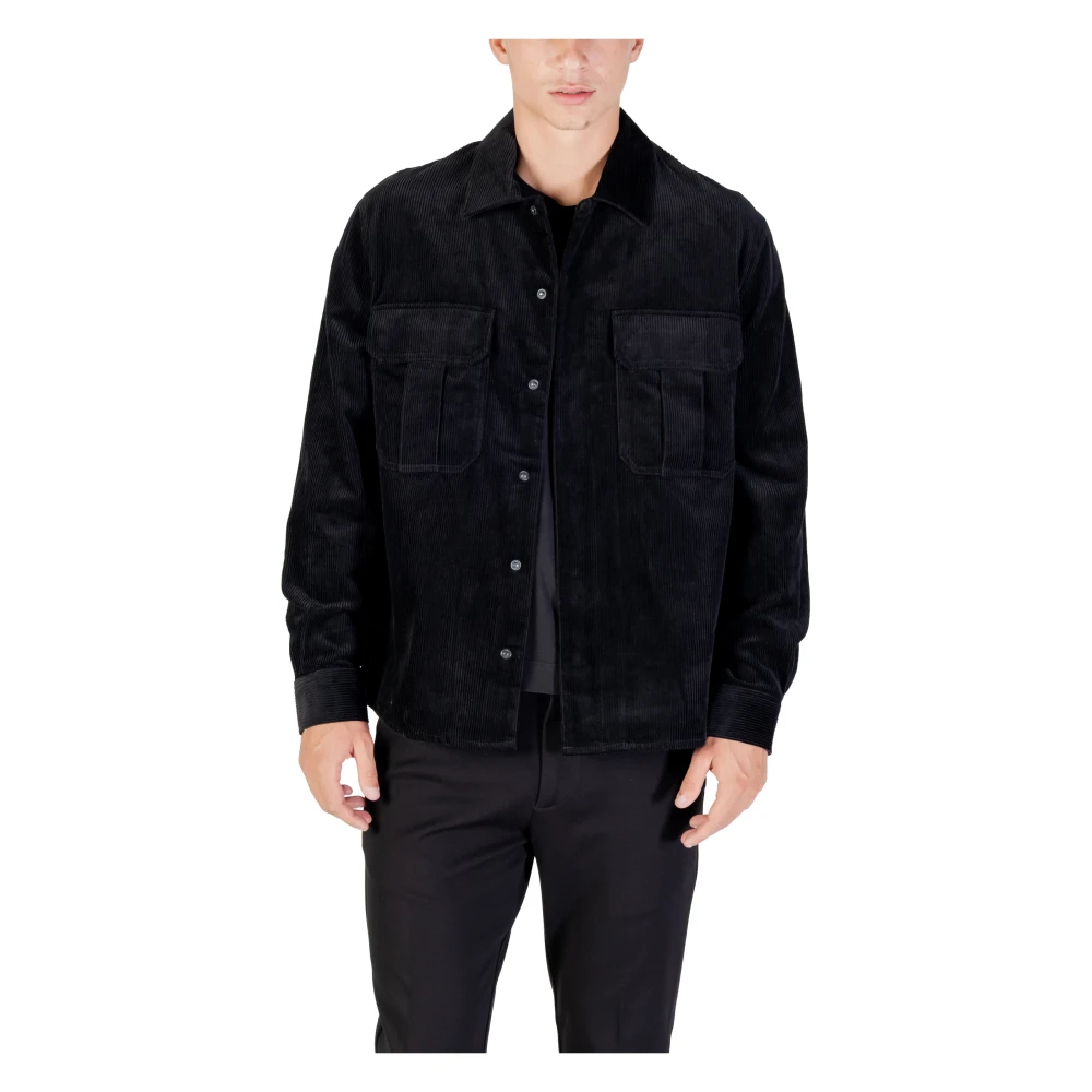 Antony Morato Herren Schwarz - Regular Fit Hemd Aus Samt - Shirts - K - M