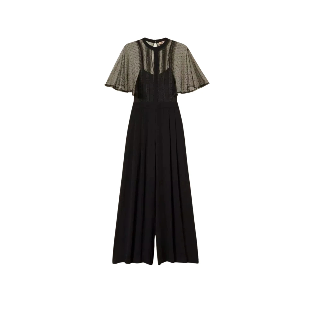 Twinset Damen Schwarz - Crêpe- Und Plumetis-Tüll-Jumpsuit - Jumpsuits & Playsuits - K - S