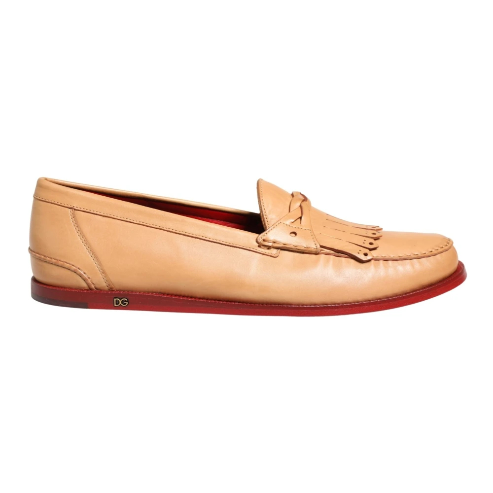 Dolce & Gabbana Herren Beige - Tassel Leder Slip-On Loafers - Shoes - 41 Eu