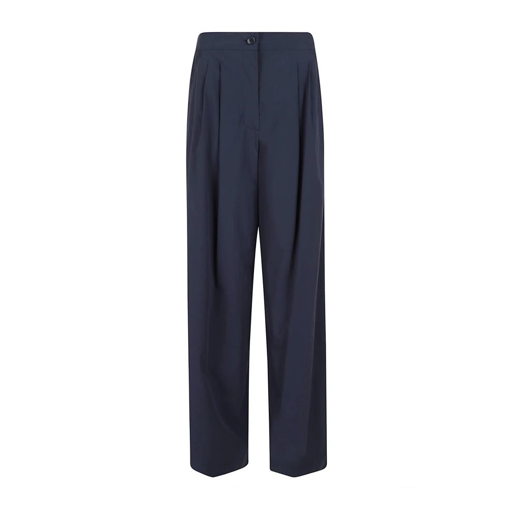 Weekend Max Mara Damen Blau - Baumwoll-Popeline-Hose Mit Weitem Bein - Trousers - Xs