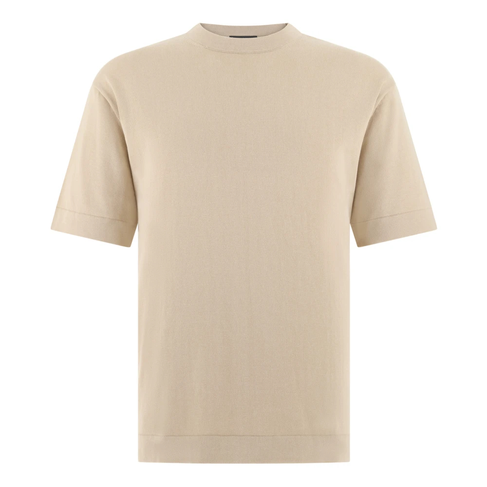 Boggi Milano Herren Beige - Pima Baumwoll-Strick-T-Shirt - Knitwear - S