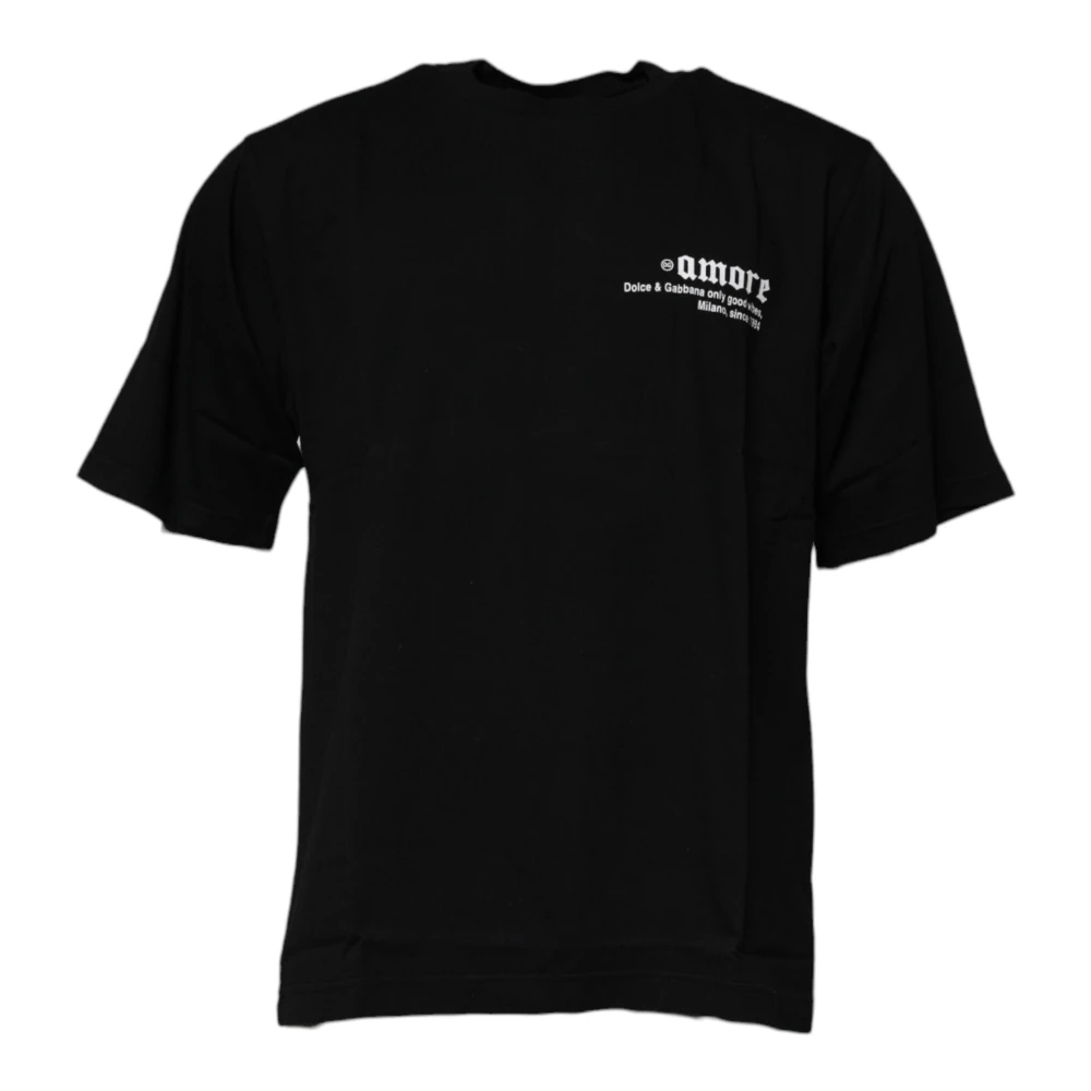 Dolce & Gabbana Herren Schwarz - Leoparden Grafik Crew Neck T-Shirt - Tops - K - S