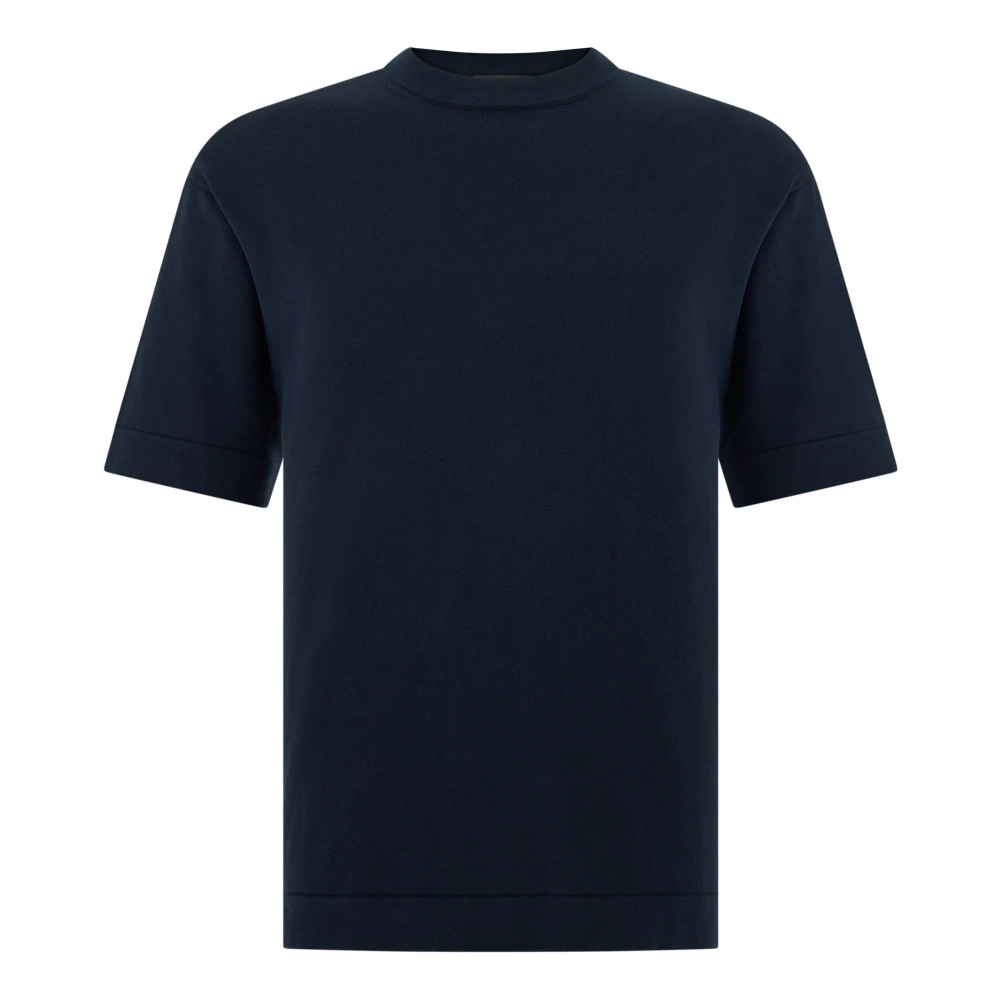 Boggi Milano Herren Blau - Pima Baumwoll-Strick-T-Shirt - Knitwear - 2XL