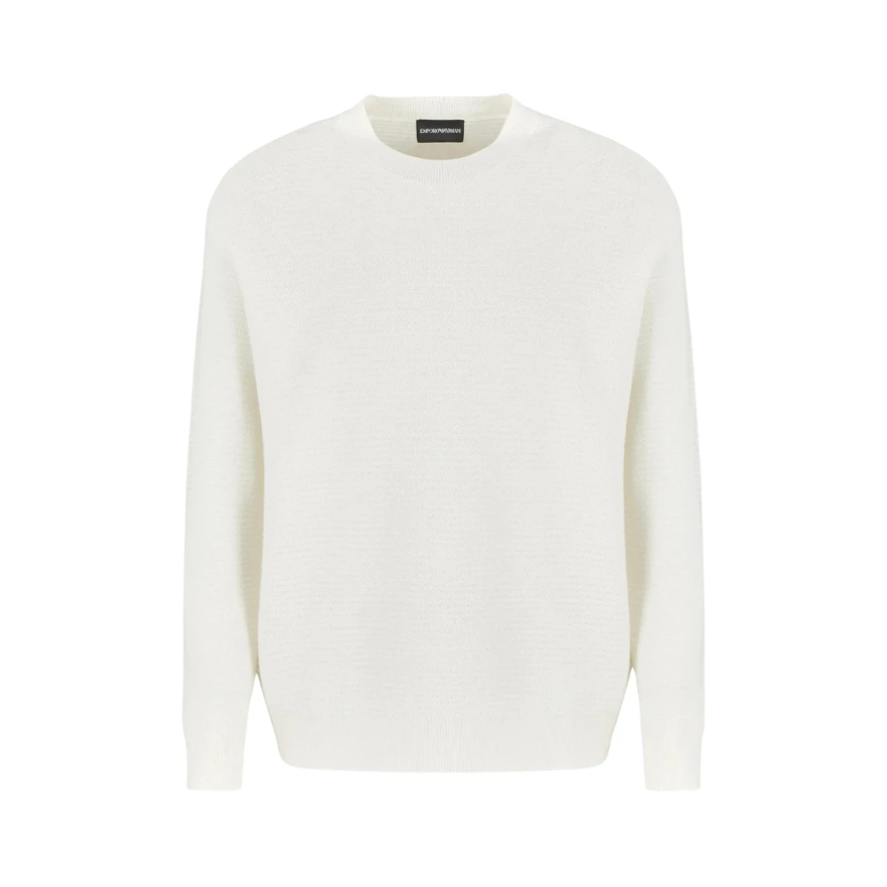Emporio Armani Herren Weiß - Er Rundhalsausschnitt Wollpullover - Knitwear - L