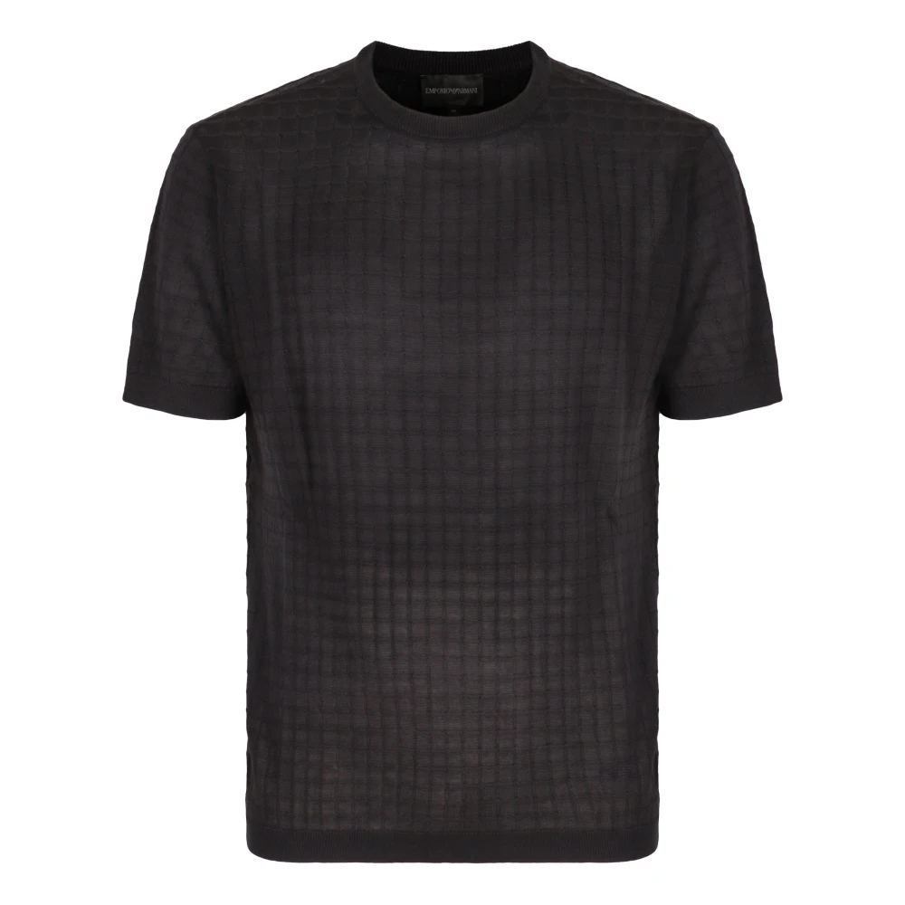 Emporio Armani Herren Blau - Luxuriöser Kurzarm-Strickpullover - Tops - L