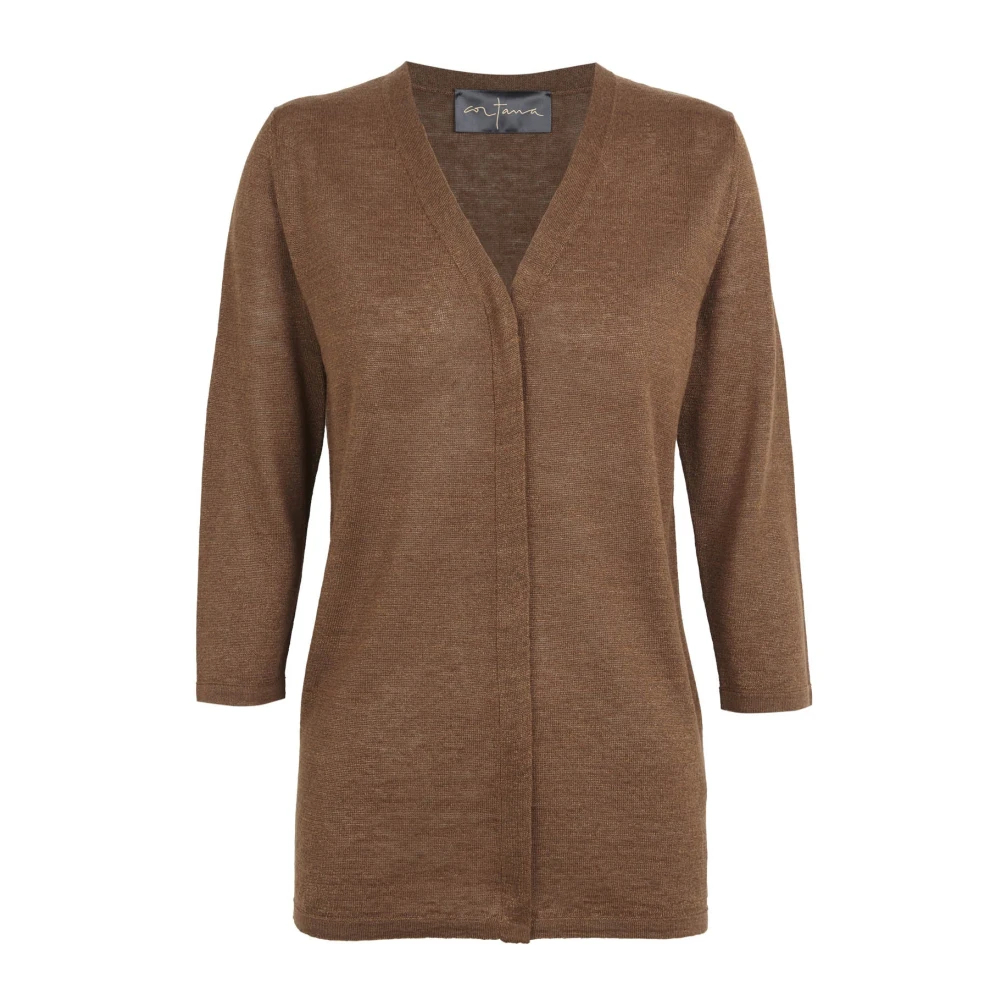 Cortana Damen Beige - Leinen- Und Seidenstrickjacke - Knitwear - 2XS