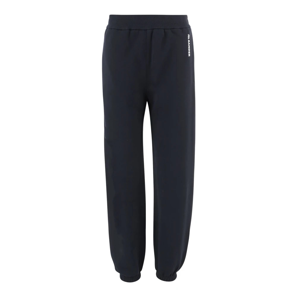 Jil Sander Damen Blau - Baumwollhose Mit Logo - Trousers - Xs