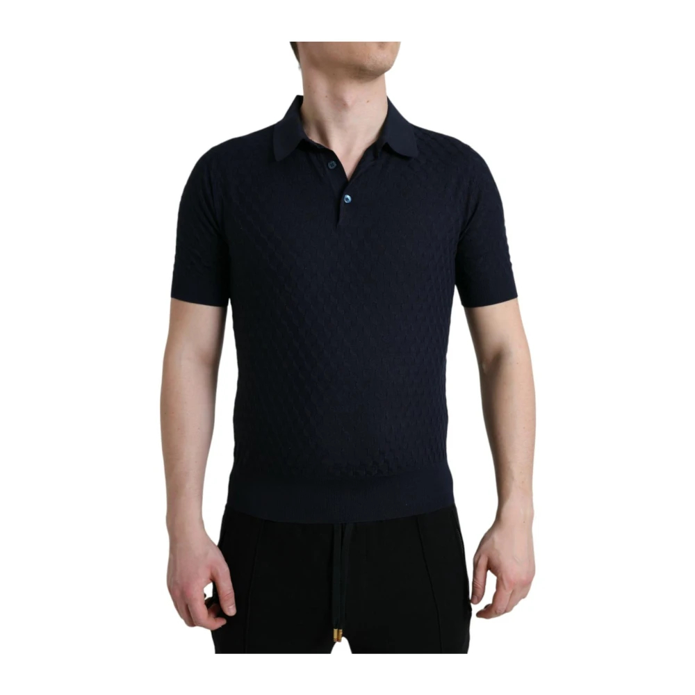 Dolce & Gabbana Herren Blau - Seidenes Poloshirt Mit Kragen - Tops - Xs