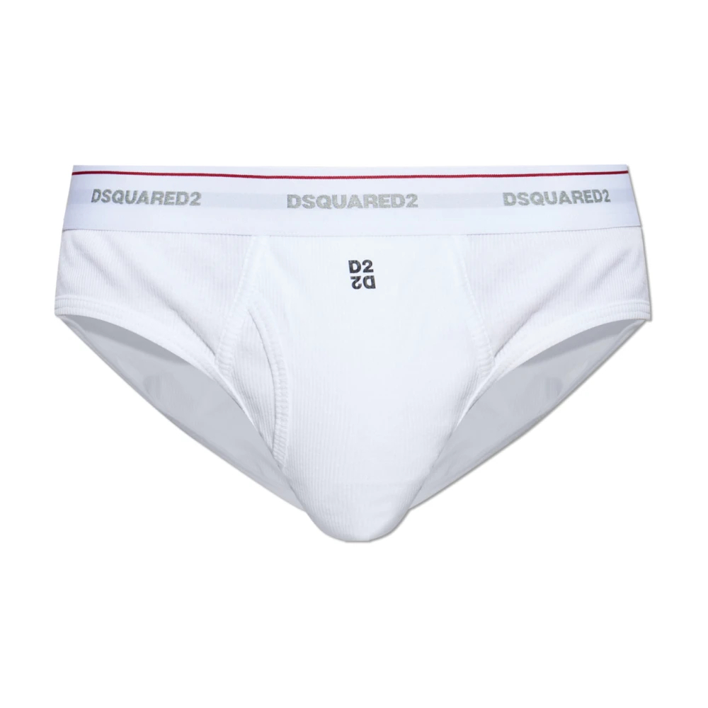 Dsquared2 Herren Weiß - Gerippte Slips Mit Logo - Underwear - Xl