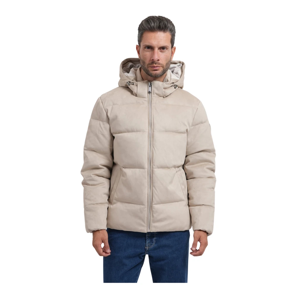 Guess Herren Puffer Jacket mit Kapuze in Offwhite Größe M gesteppte Winterjacke für Übergangstage - Bild 3
