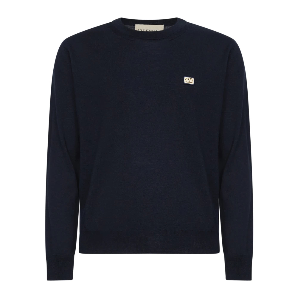 Valentino - Vlogo-Patch Wollpullover - Knitwear -Herren -Blau -Xl