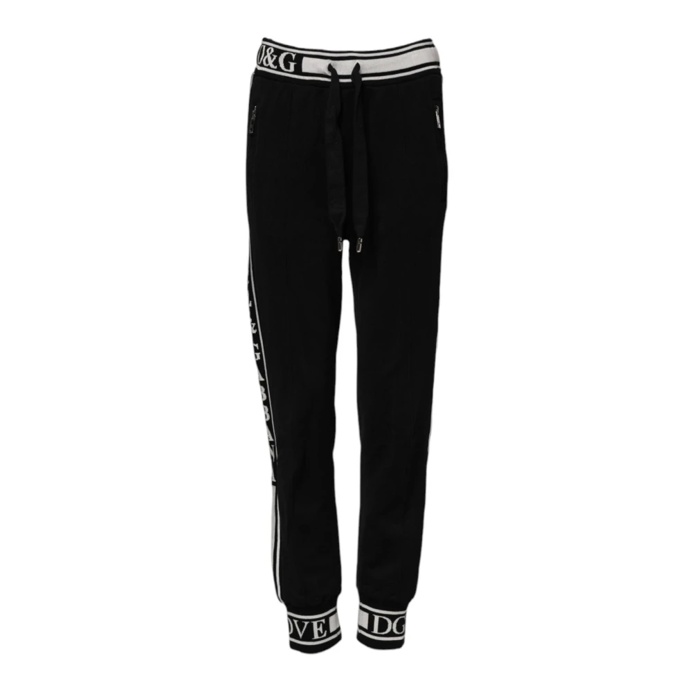Dolce & Gabbana Damen Schwarz - Logo-Bund Baumwoll-Joggerhose - Trousers - K -Xs