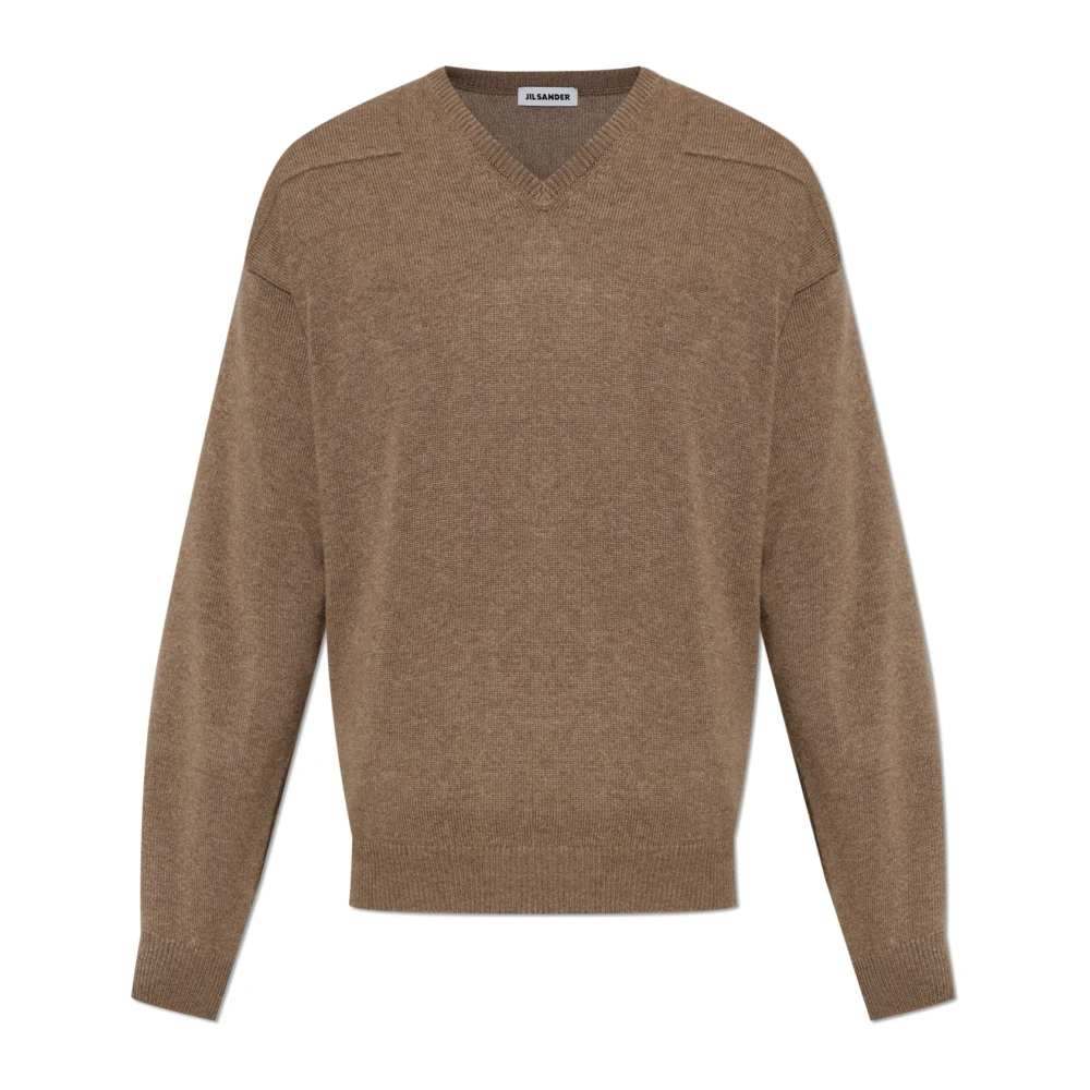 Jil Sander Herren Braun - Wollpullover Mit V-Ausschnitt - Knitwear - L