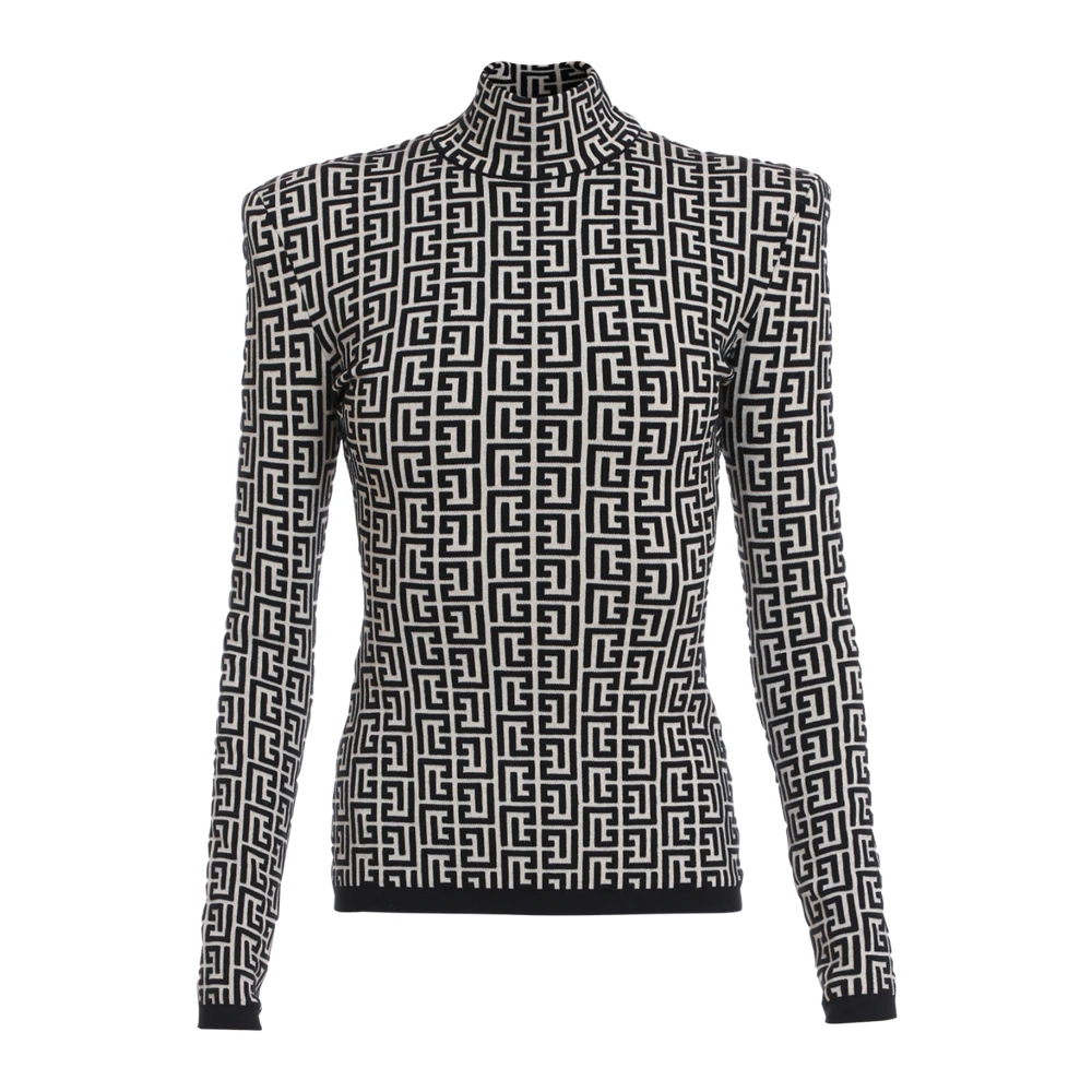 Balmain Damen Schwarz - Strickpullover Mit Monogramm - Knitwear - K - L