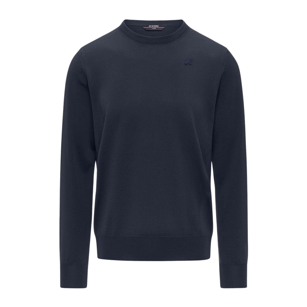 K-Way Herren Blau - Er Merinowolle Rundhals Pullover - Knitwear - S