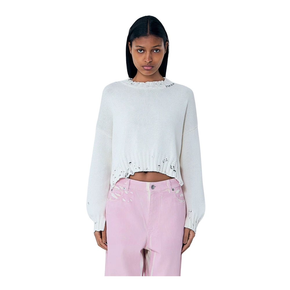 Marni Damen Weiß - Logo Motiv Pullover - Knitwear - S