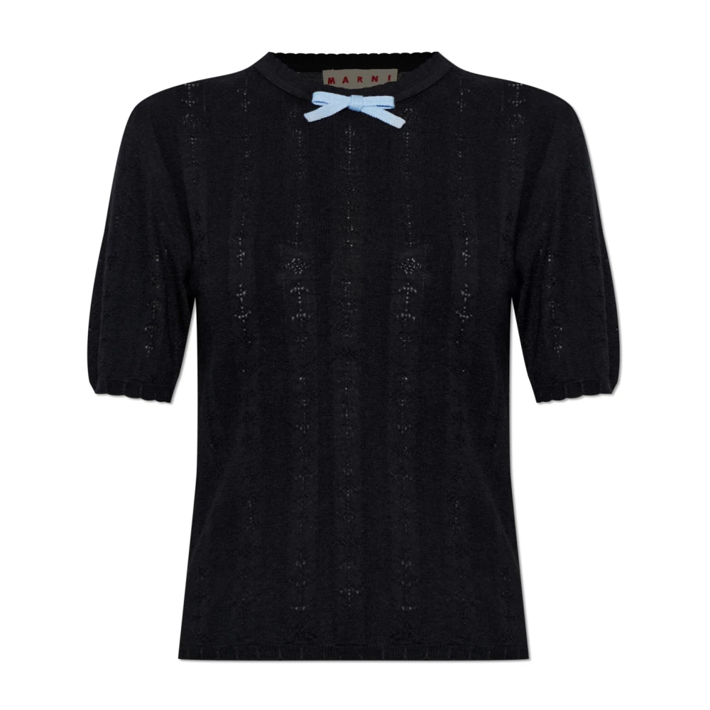 Marni Damen Blau - Woll-Top Mit Rundhalsausschnitt - Knitwear - 2XS