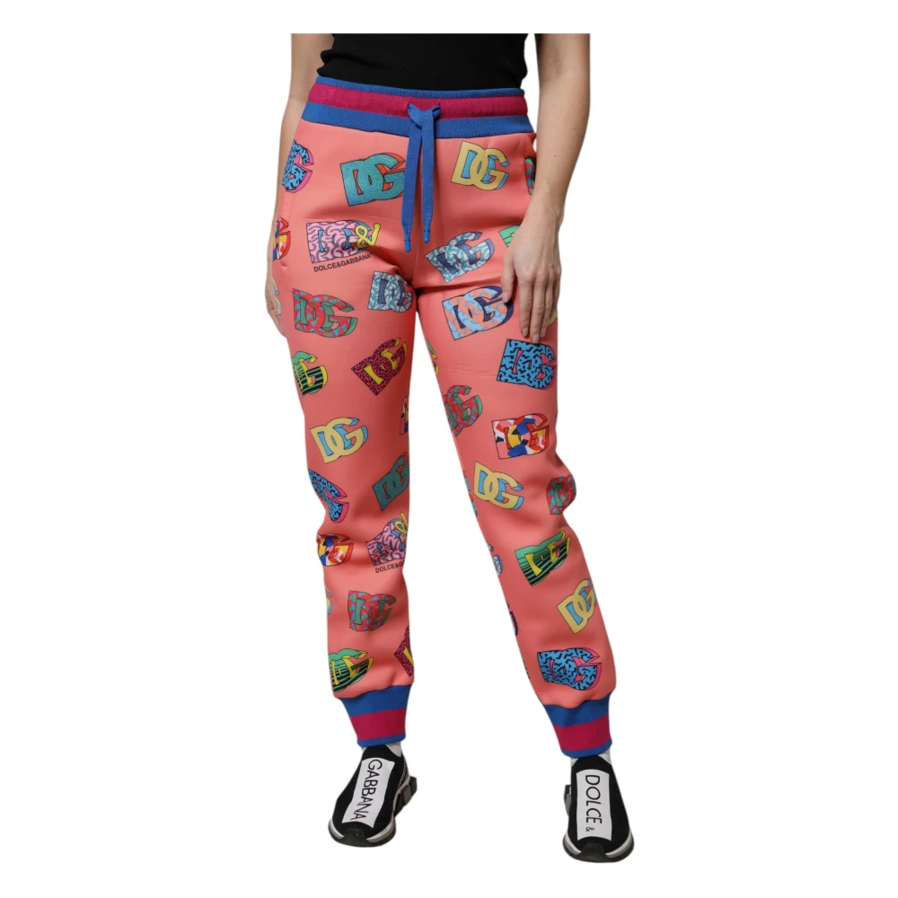 Dolce & Gabbana Damen Multicolor - Pink Logo Monogram Jogginghose - Trousers - Mehrfarbig - S