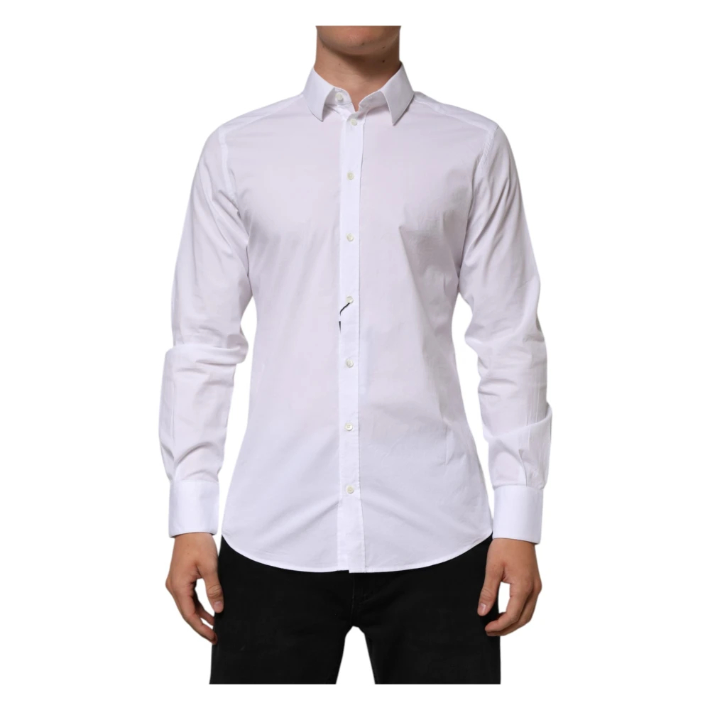 Dolce & Gabbana Herren Weiß - E Baumwolle Gold Langarmhemd - Shirts - L