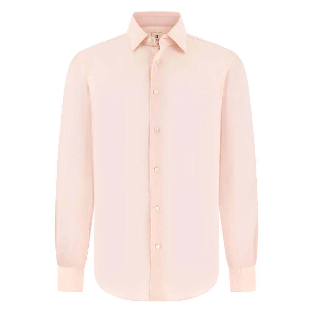 Boggi Milano Herren Rosa - Regular Fit Tencel Leinenhemd - Shirts - S