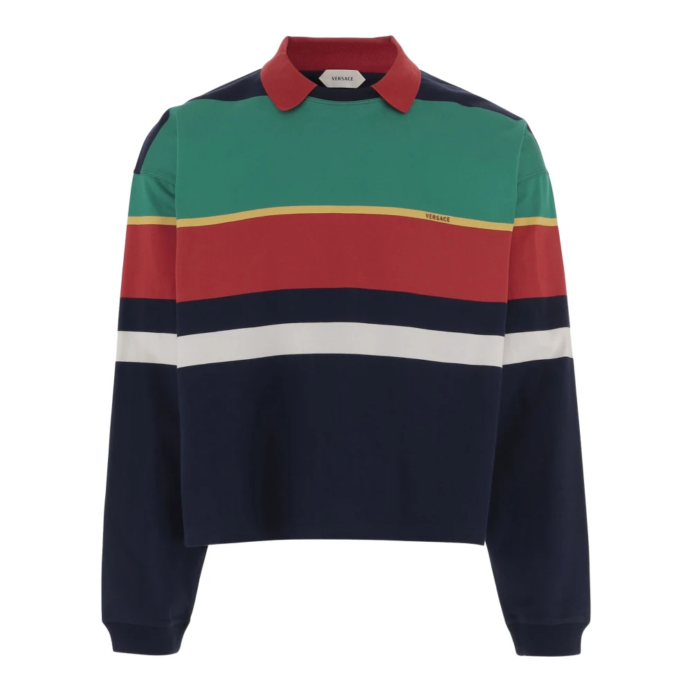 Versace Herren Multicolor - Gestreiftes Baumwoll-Polohemd - Tops - Mehrfarbig - L