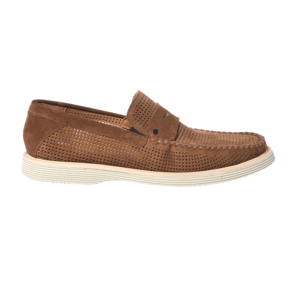 Baldinini Herren Braun - Perforated Suede Loafer - Shoes - 44 Eu