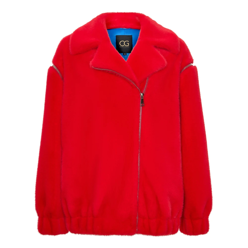 Cesare Gaspari Damen Rot - Kurzer Kunstpelzmantel Marilyn - Jackets - Xl