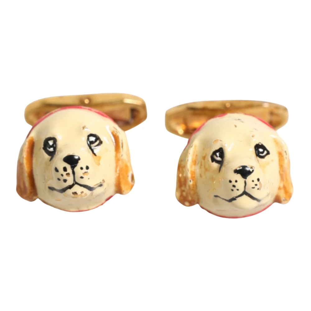 Dolce & Gabbana Herren Gelb - Goldfarbene Hundewelpen Manschettenknöpfe - Accessories - One Size