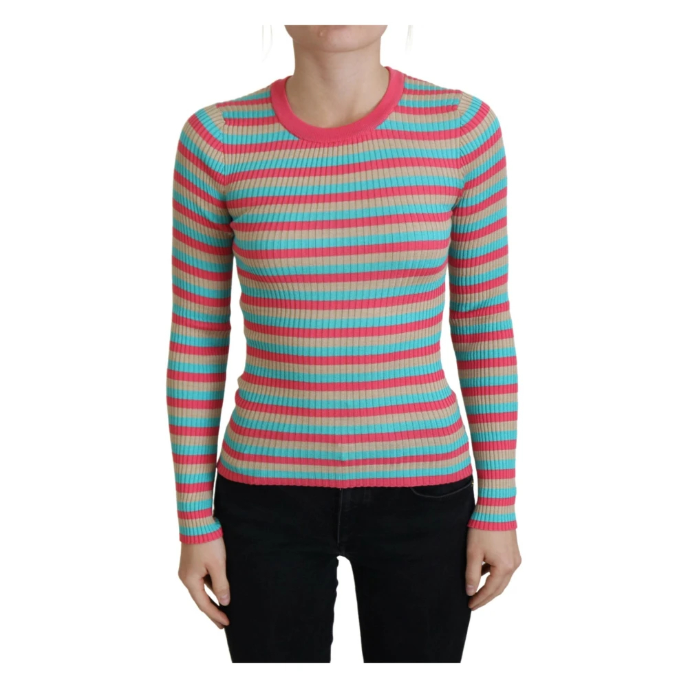 Dolce & Gabbana Damen Multicolor - Bunt Gestreifter Seidenpullover - Knitwear - Mehrfarbig - L