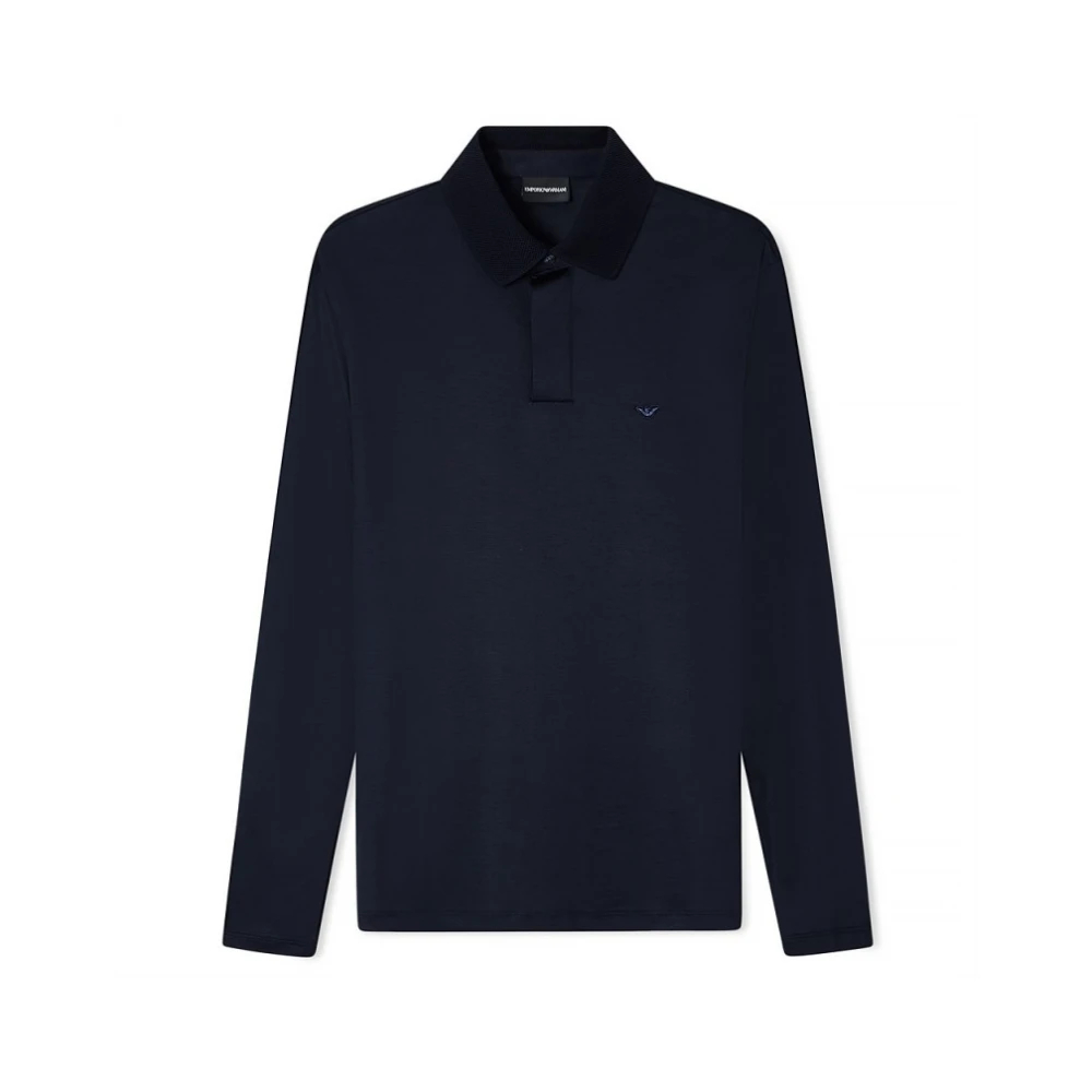 Emporio Armani Herren Blau - Langärmliges Logo-Poloshirt - Tops - M