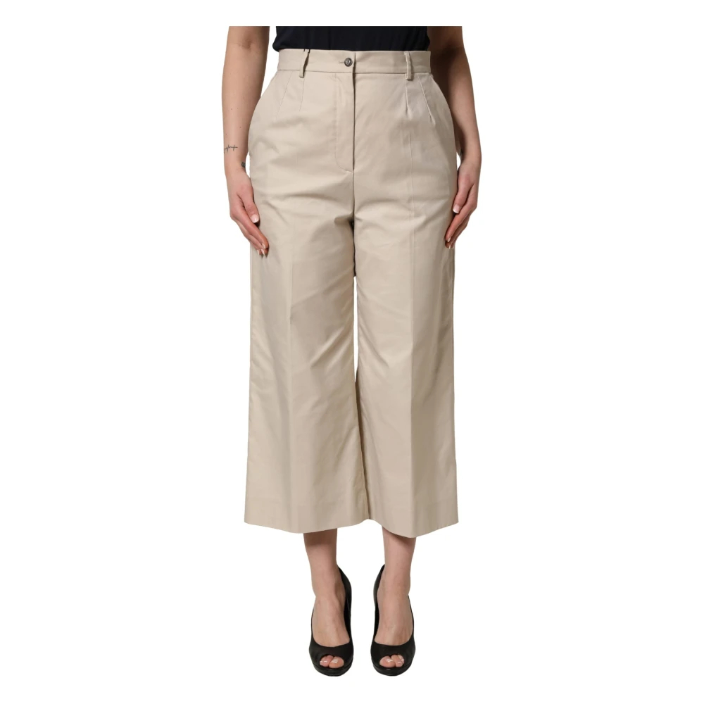 Dolce & Gabbana Damen Beige - Mid Waist Cropped Stoffhose - Trousers - L