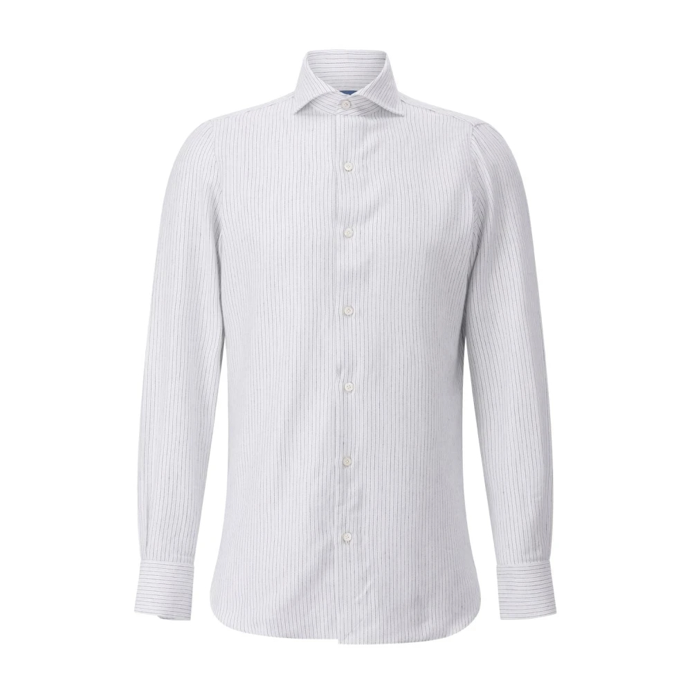 Finamore Herren Weiß - Gestreiftes Kaschmirhemd Napoli - Shirts - 4XL