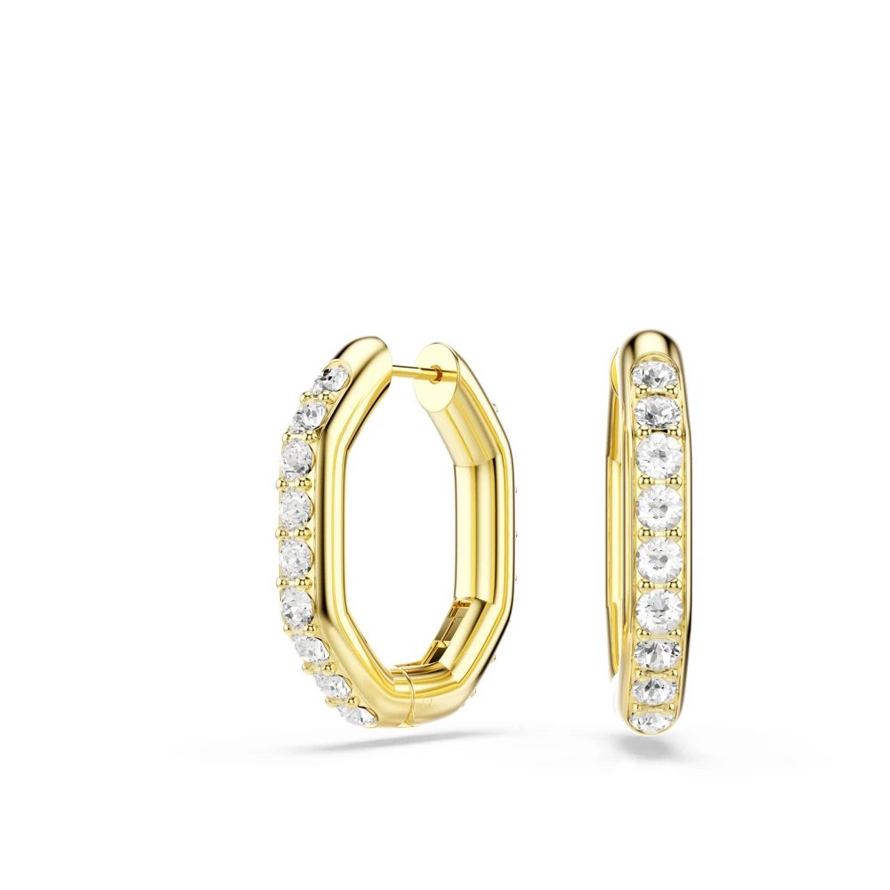 Swarovski Dextera Kreolen, Achteckform, Rundschliff, Mittel, 18K Goldbeschichtet Weiß Mittel - Bild 5