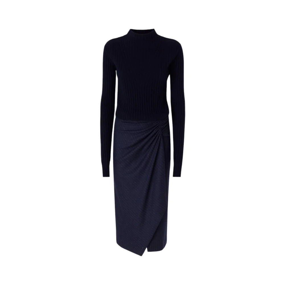 Pinko Damen Blau - Midikleid Aus Wolle Mit Nadelstreifenrock - 38 - Bild 4